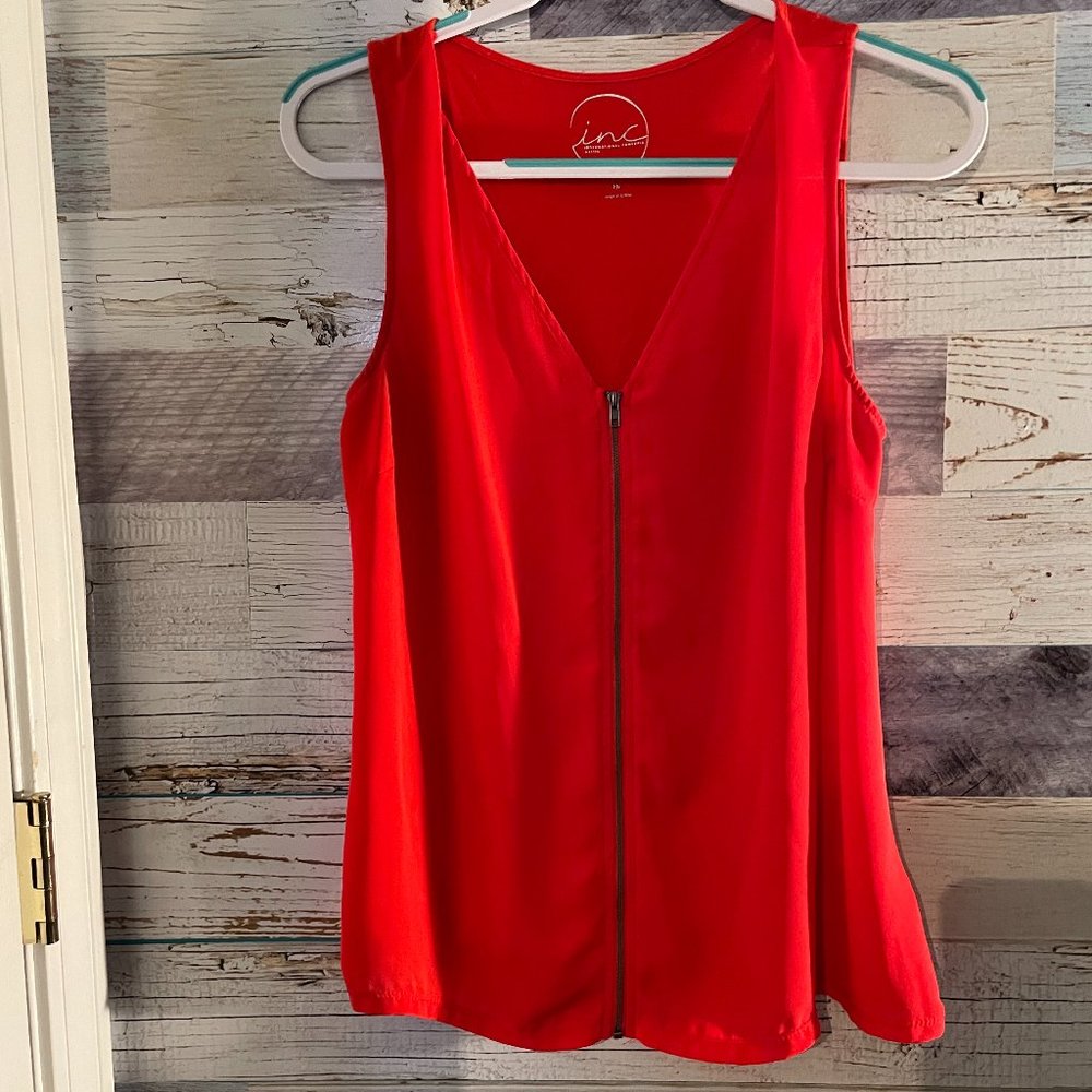 INC International Concepts Sleeveless Red Full Front Zipper Top